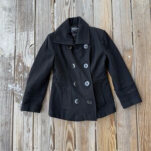 black button vintage peacoat